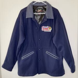 Dehen Vintage Wool and Leather Navy Jacket Size XL